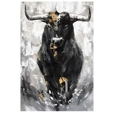 Black Bull Painting Printed on Canvas - Image 2