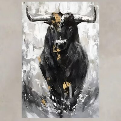 Black Bull Painting Printed on Canvas - Image 3