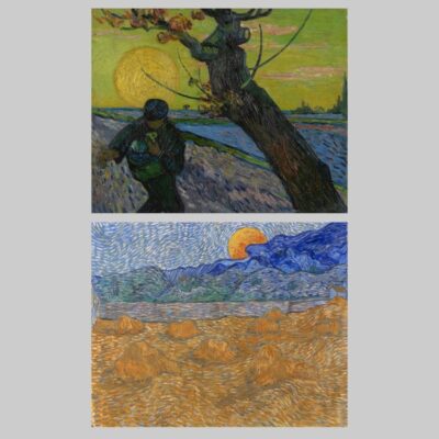 Setting Sun and Rising Moon by Vincent van Gogh Printed on Canvas