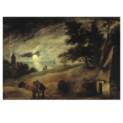Dune Landscape by Moonlight by Adriaen Brouwer Printed on Canvas - Image 2