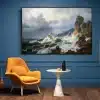 Storm on the Sea at the Norwegian Coast by Andreas Achenbach Printed on Canvas