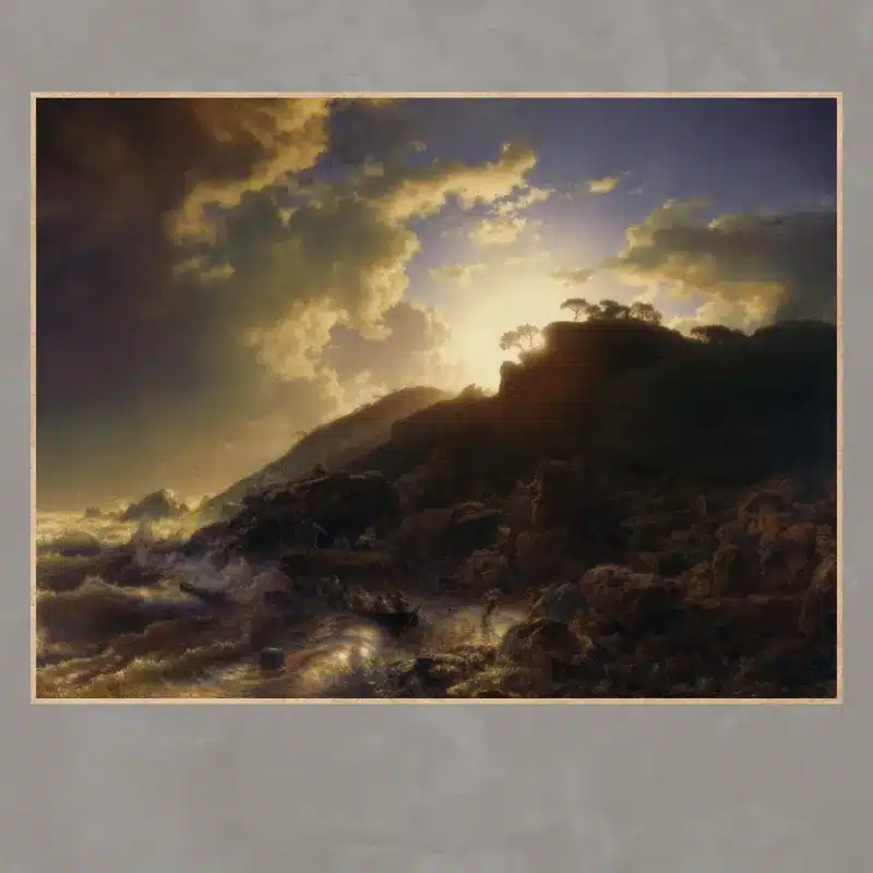 Sunset after a Storm on the Coast of Sicily by Andreas Achenbach 1853