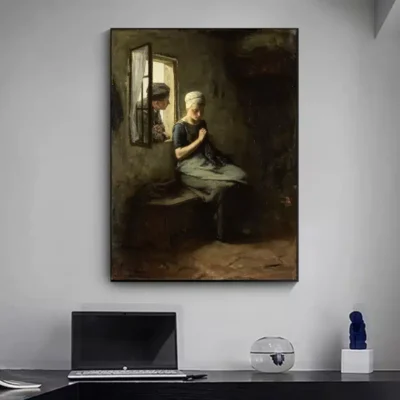 Vissersvrijage by Johannes Albert Neuhuys Printed on Canvas