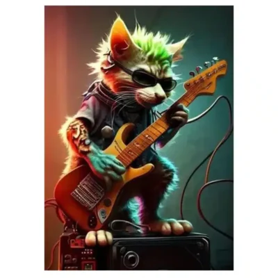 Cat Singing and Playing on Guitar
