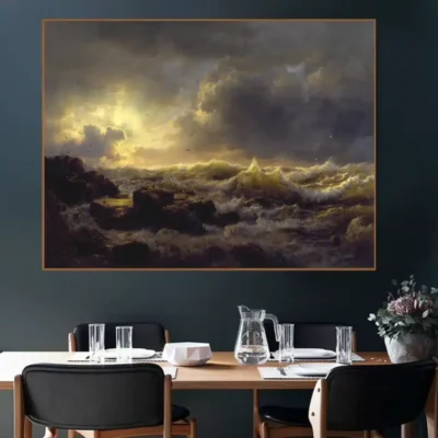 Clearing Up Coast of Sicily by Andreas Achenbach Printed on Canvas