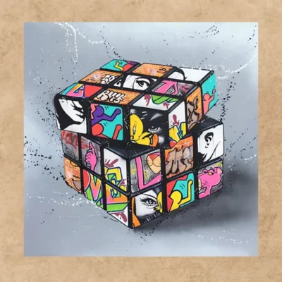 Magic Cube Graffiti Wall Art Printed on Canvas - Image 3