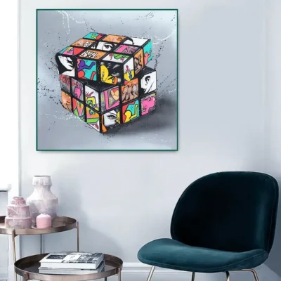 Magic Cube Graffiti Wall Art Printed on Canvas