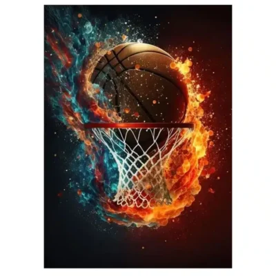Playing Basketball in the Space Printed on Canvas - Image 2