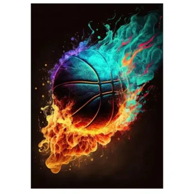 Playing Basketball in the Space Printed on Canvas - Image 7