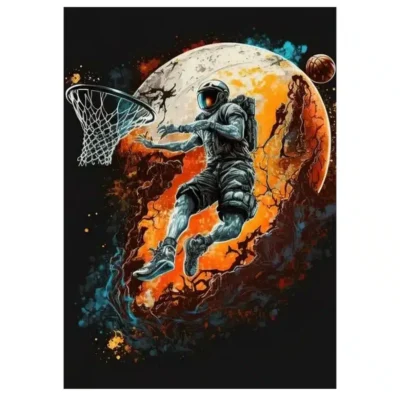 Playing Basketball in the Space Printed on Canvas - Image 8