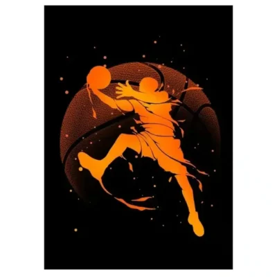Playing Basketball in the Space Printed on Canvas - Image 10
