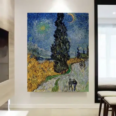 Road with Cypress and Star by Vincent van Gogh Printed on Canvas