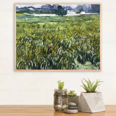 Wheat Field at Auvers with White House by Vincent van Gogh Printed on Canvas
