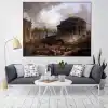 A View of Ripetta by Hubert Robert Printed on Canvas