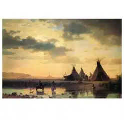 Albert Bierstadt 1860 View of Chimney Rock, Ogalillalh Sioux Village in Foreground