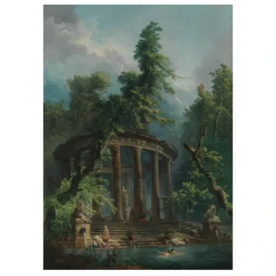 The Bathing Pool by Hubert Robert Printed on Canvas - Image 2