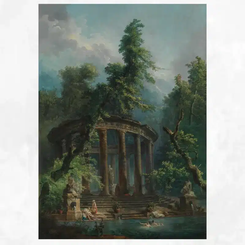 The Bathing Pool by Hubert Robert Printed on Canvas