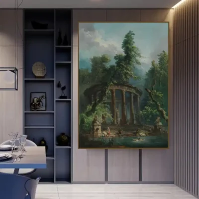 The Bathing Pool by Hubert Robert Printed on Canvas