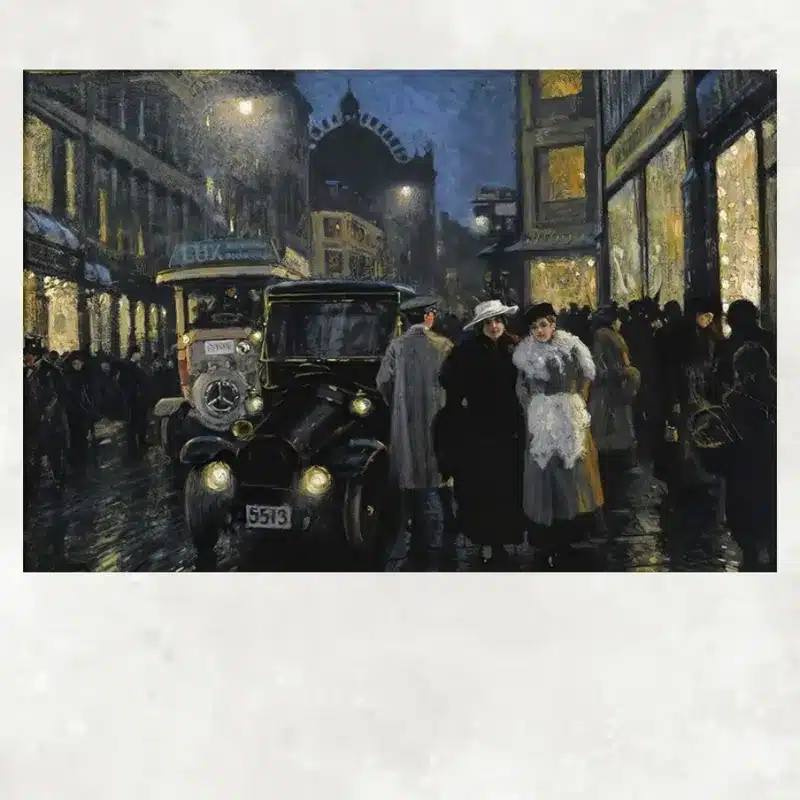 An Evening Stroll on the Boulevard by Paul Gustav Fischer Printed on Canvas