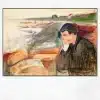 Evening, Melancholy by Edvard Munch Printed on Canvas