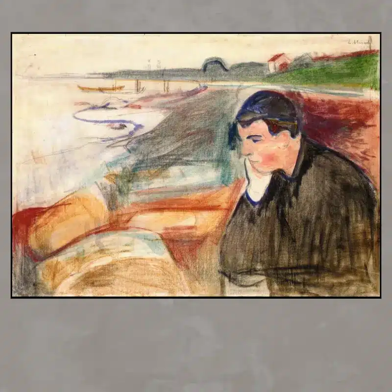 Evening, Melancholy by Edvard Munch Printed on Canvas