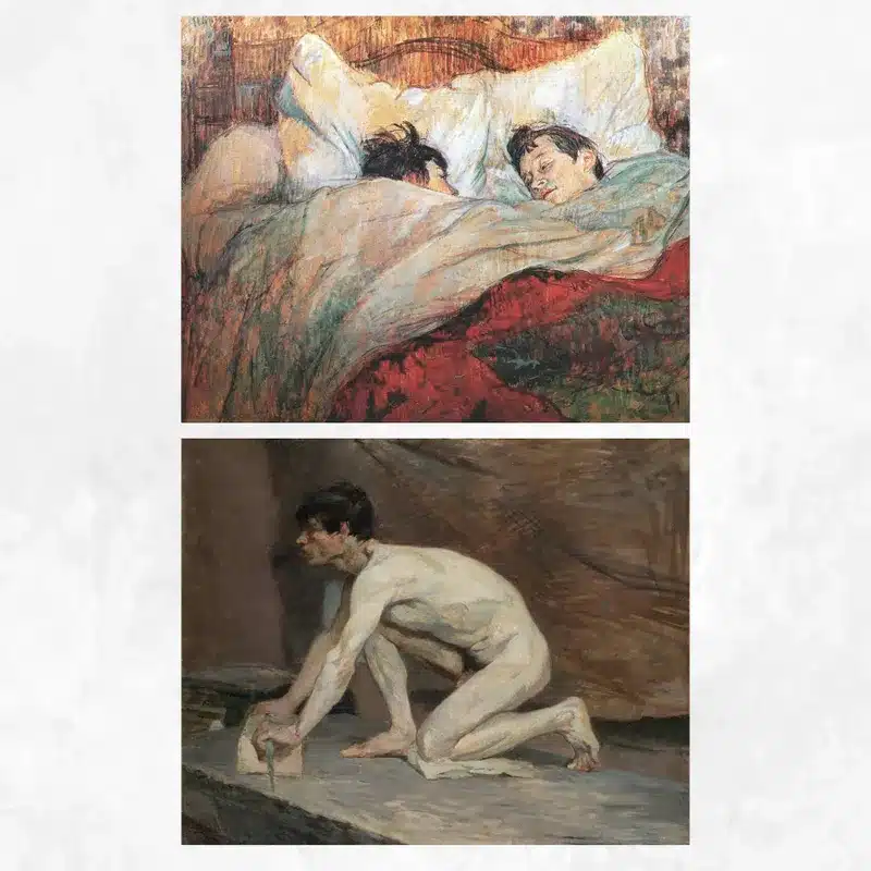 Henri de Toulouse-Lautrec In Bed and The Marble Polisher Printed on Canvas