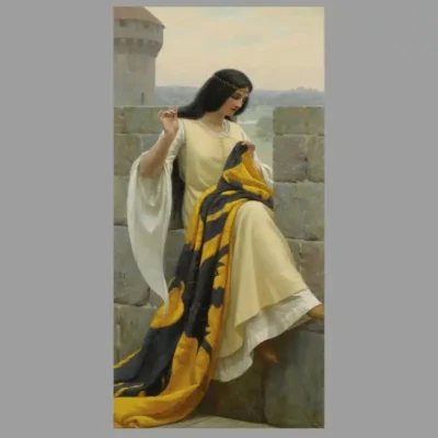 Stitching the Standard by Edmund Blair Leighton 1911