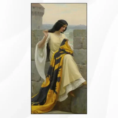 Stitching the Standard by Edmund Blair Leighton Printed on Canvas