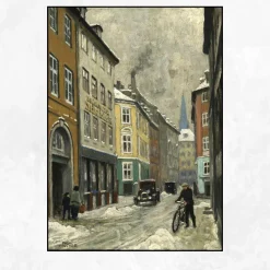 Street View in Copenhagen by Paul Gustav Fischer Printed on Canvas