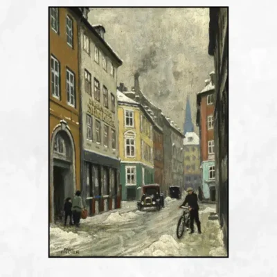 Street View in Copenhagen by Paul Gustav Fischer Printed on Canvas