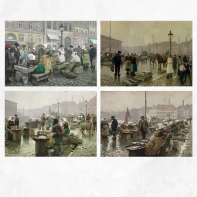The Fish Market by Paul Gustav Fischer Printed on Canvas
