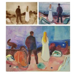 Two Human Beings, The Lonely Ones by Edvard Munch Printed on Canvas