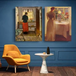 Anna Ancher The Maid and Young Girl Printed on Canvas