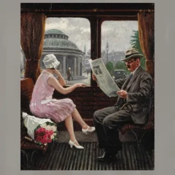 In the Tram Compartment by Paul Gustav Fischer 1927
