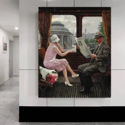 In the Tram Compartment by Paul Gustav Fischer Printed on Canvas