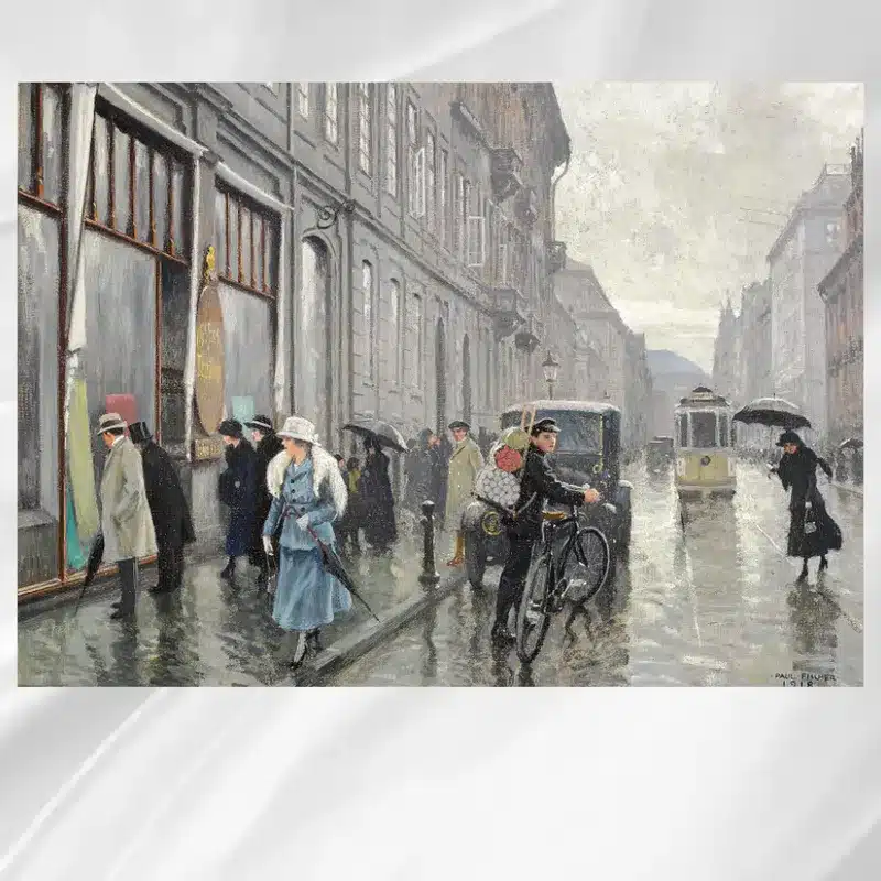 People on the Broad Street by Paul Fischer Printed on Canvas