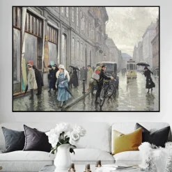 People on the Broad Street by Paul Fischer Printed on Canvas