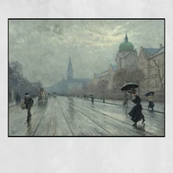 Street Scene from Copenhagen by Paul Fischer Printed on Canvas