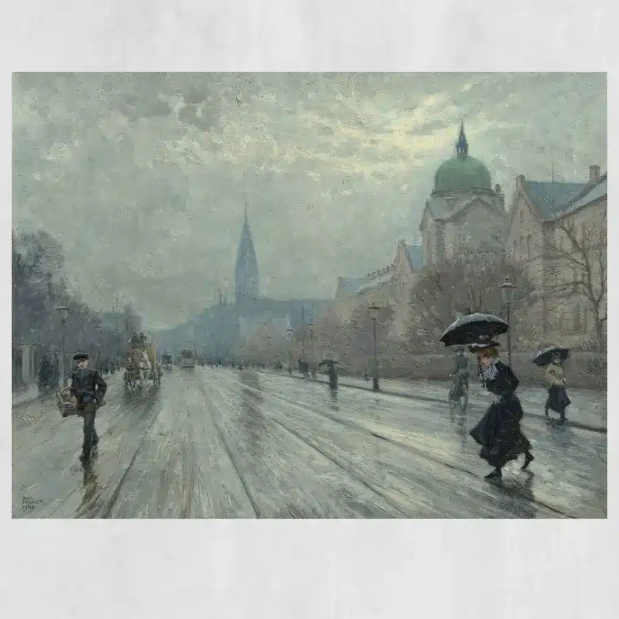 Street Scene from Copenhagen by Paul Fischer Printed on Canvas