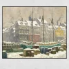 Winter Day By The Harbor by Paul Fischer Printed on Canvas