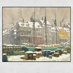 Winter Day By The Harbor by Paul Fischer Printed on Canvas