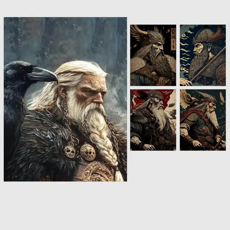 Odin the Vikings God Illustrations Printed on Canvas