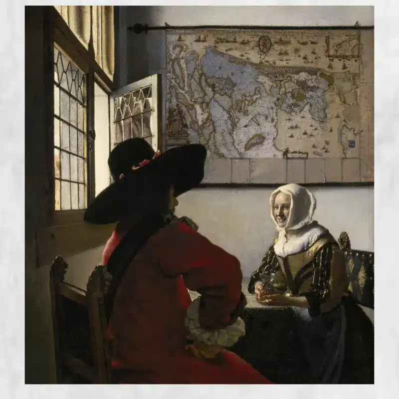 Officer and Laughing Girl by Johannes Vermeer Printed on Canvas