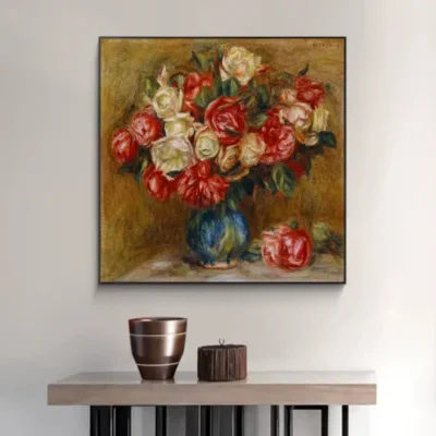Roses by Pierre-Auguste Renoir Printed on Canvas