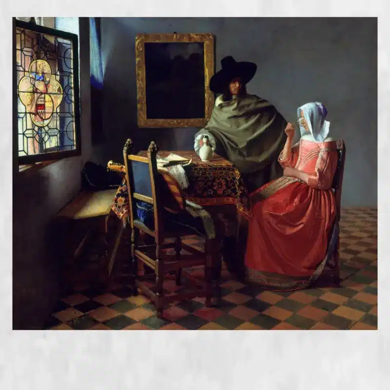 The Glass of Wine by Johannes Vermeer Printed on Canvas