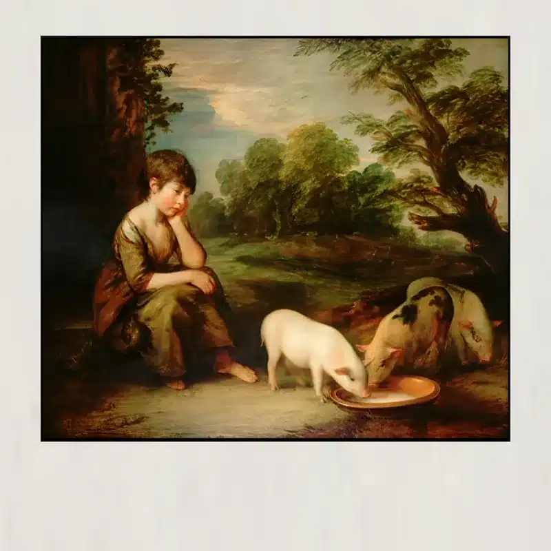 Girl with Pigs by Thomas Gainsborough Printed on Canvas