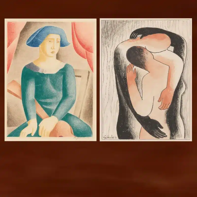 Harlequin and Hug by Mikuláš Galanda Printed on Canvas