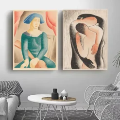 Harlequin and Hug by Mikuláš Galanda Printed on Canvas