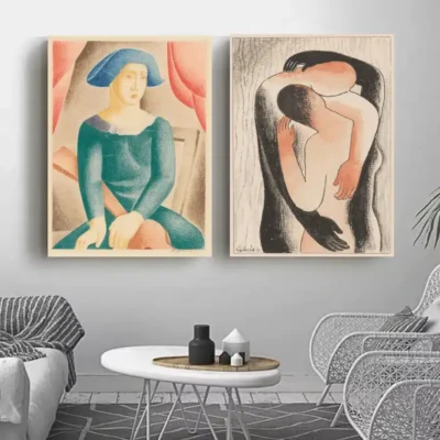 Harlequin and Hug by Mikuláš Galanda Printed on Canvas