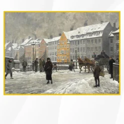 Winter View of Nyhavn by Paul Gustav Fischer Printed on Canvas